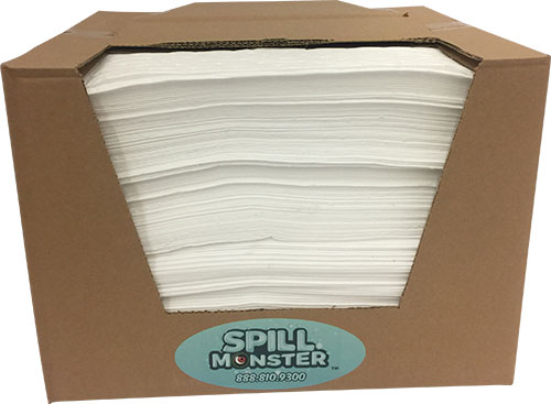 Spill Monster Oil-Only Medium Weight Absorbent Mat Pads, 15” x 17”, Box of 200