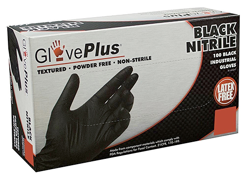 GPNB48100 - AMMEX GlovePlus Industrial Black Nitrile Gloves, Powder Free, 5 mil, X-Large (Box of 100)