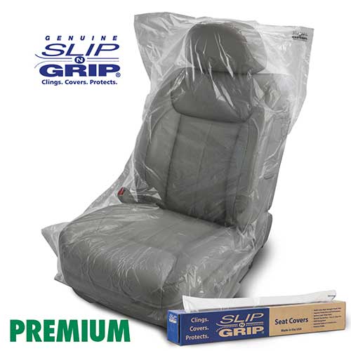 Slip-N-Grip 32" x 56", .7 mil, Premium Clear Plastic Seat Covers, Roll of 250